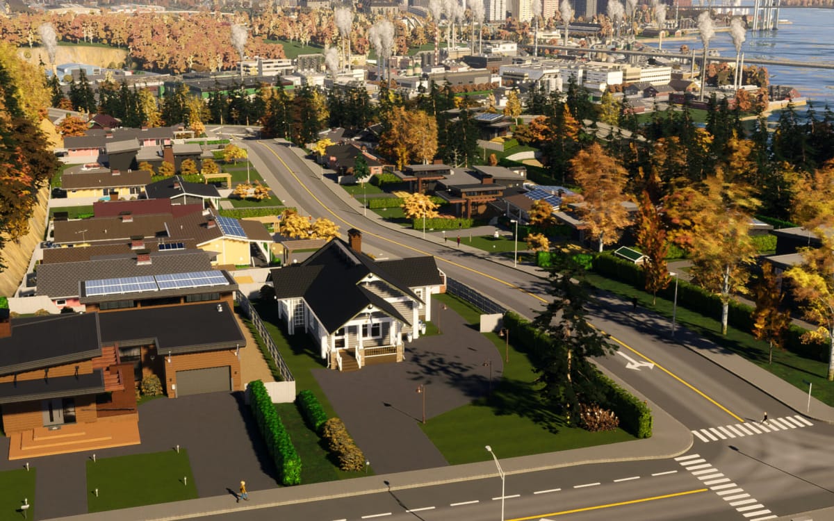 A sunny city suburb in Cities: Skylines 2