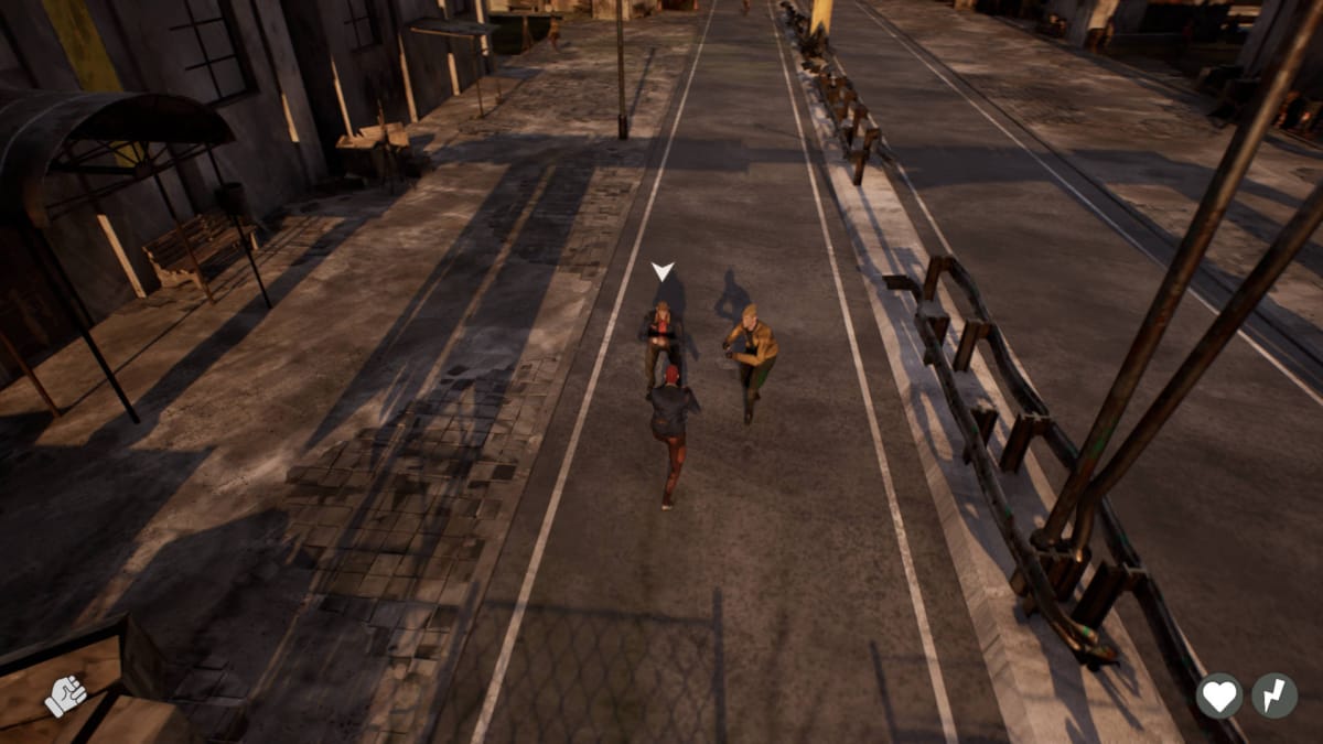 The Player Character fighting two people in the streets of City 20
