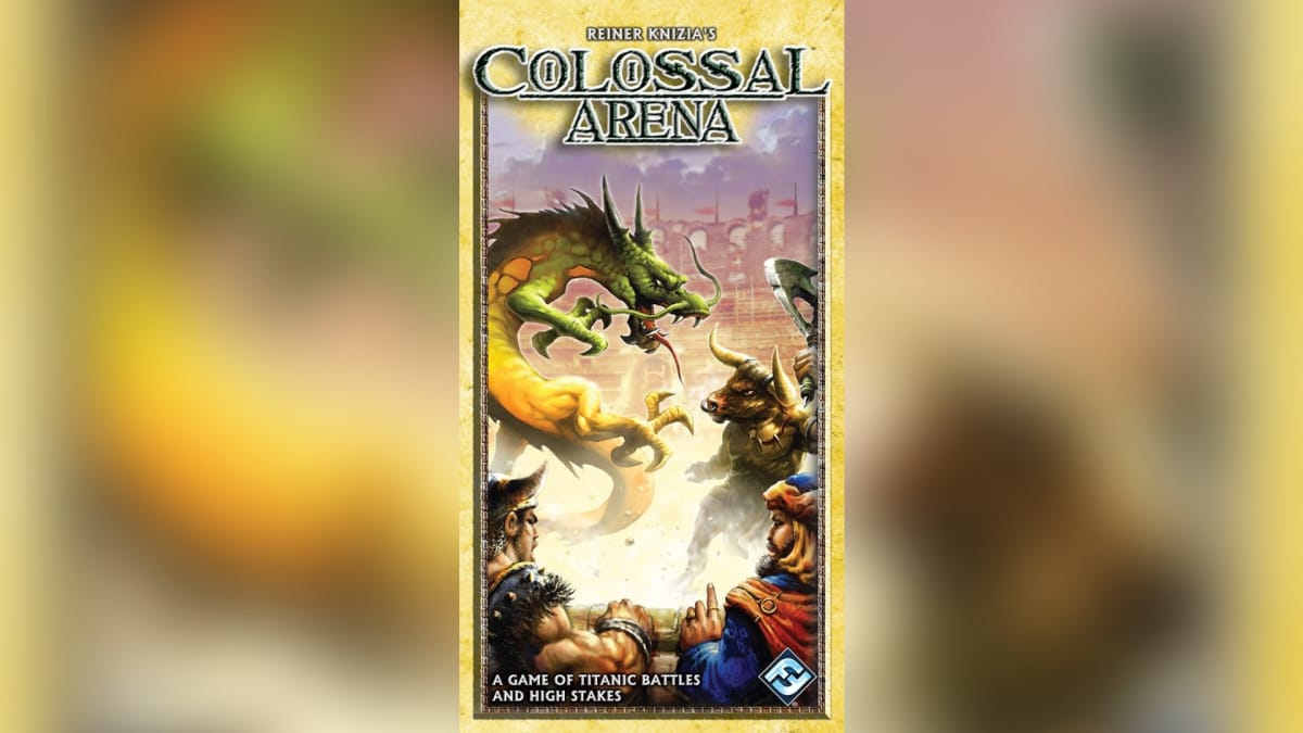 Colossal Arena photo showing the manual with the same art from the cover image cropped into the centre