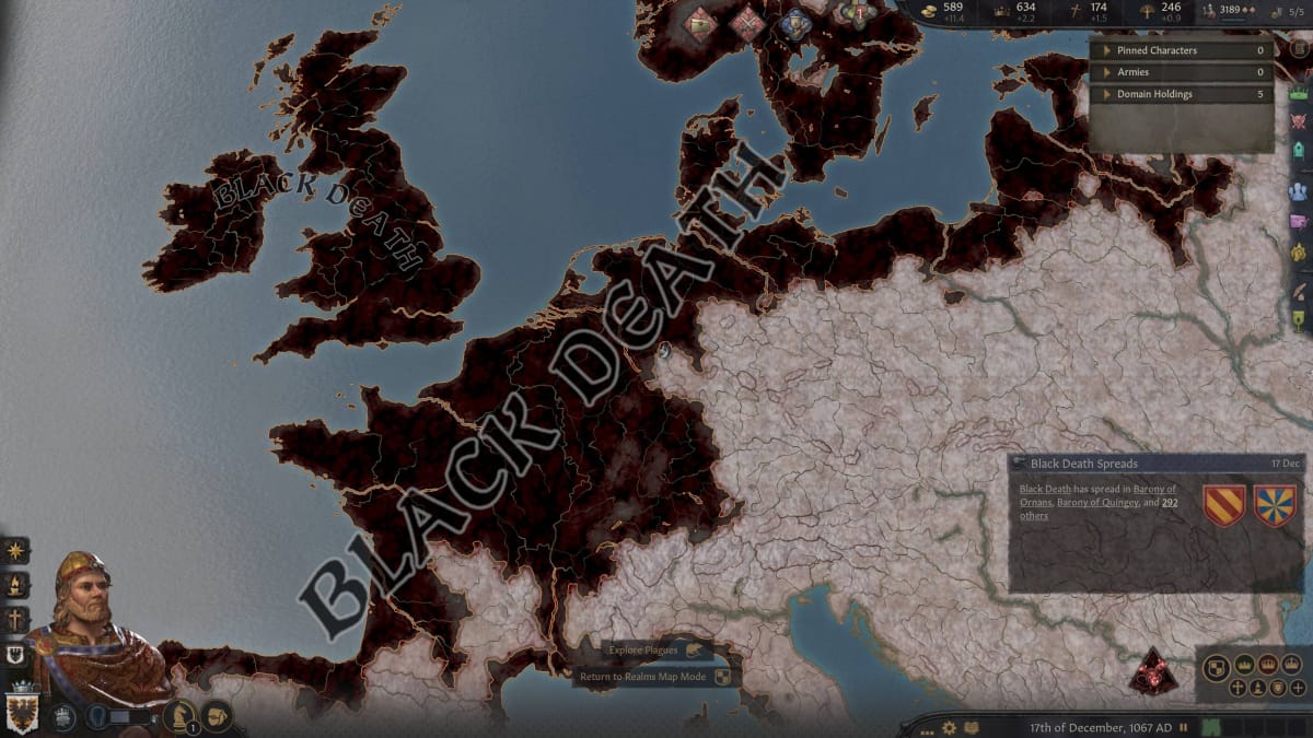 The Black Death spreads in Crusader Kings 3