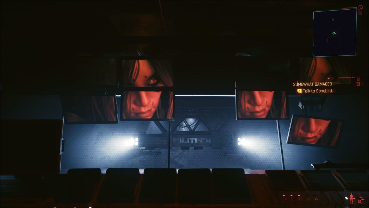 Image of a face on multiple screens in cyberpunk 2077