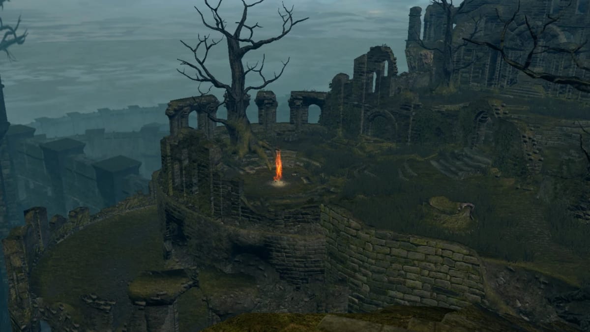 The Firelink Shrine can be seen