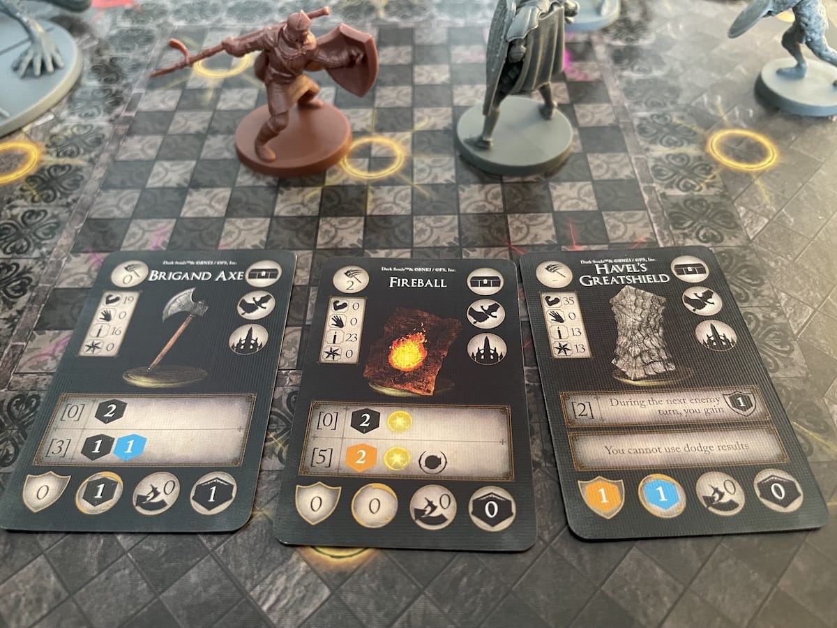 Upgrade and gear cards for Dark Souls: The Board Game - The Sunless City