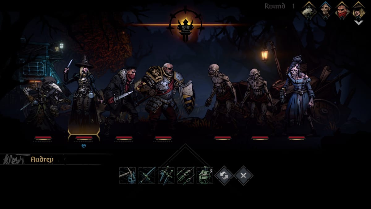 A group of heroes fighting undead enemies in Darkest Dungeon 2