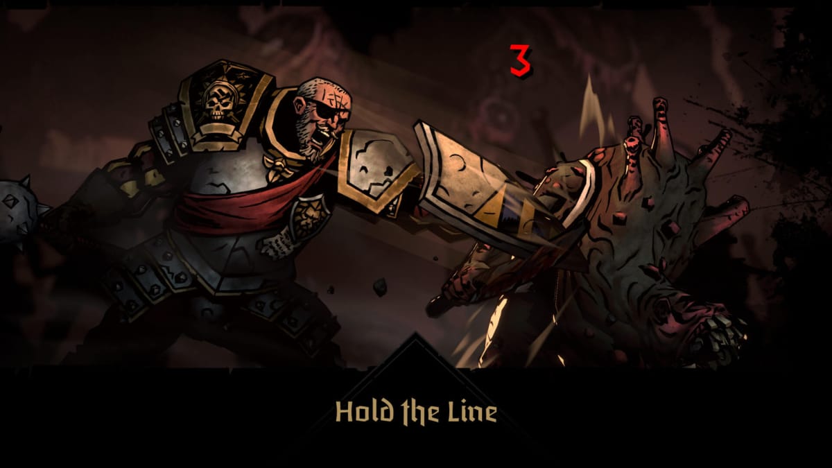 A character using the skill Hold the Line in Darkest Dungeon 2
