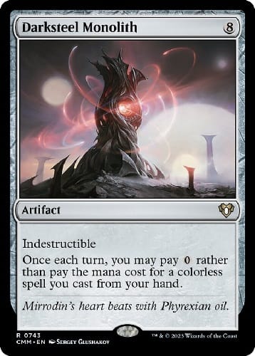 Darksteel Monolith, one of the new Commander Masters cards