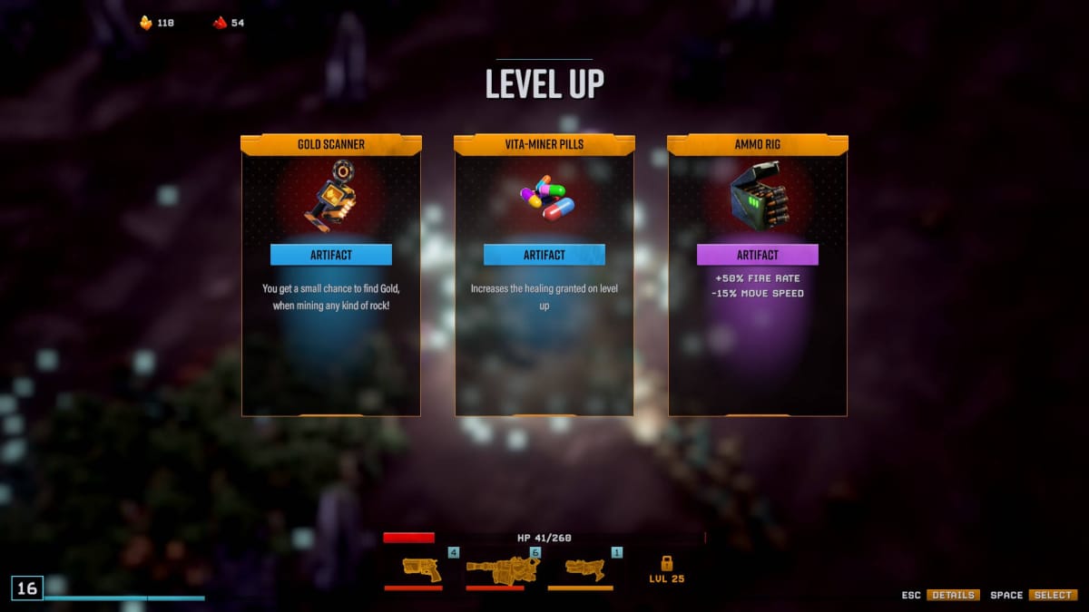 Deep Rock Galactic: Survivor Artifact Unlocks Guide - Selecting from 3 Artifacts After Picking Up Supply Drop Gold Scanner Vita-Miner Pills Ammo Rig
