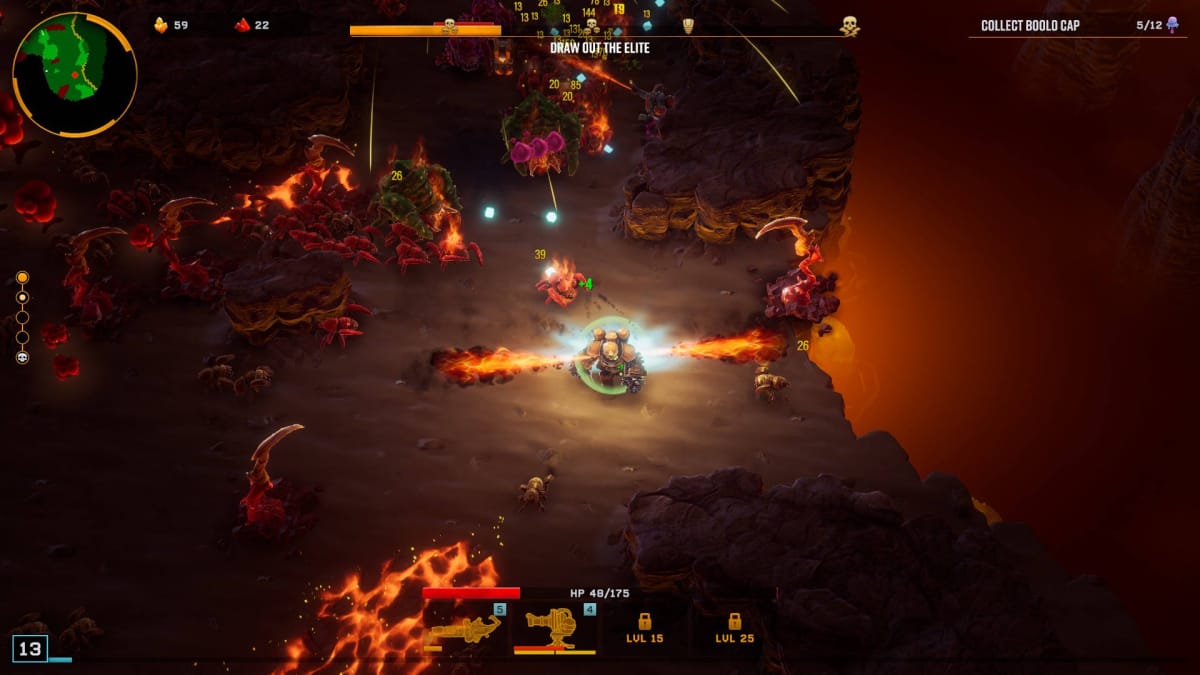 Deep Rock Galactic: Survivor Biomes Guide - Magma Core Driller Running with the Flamethrower