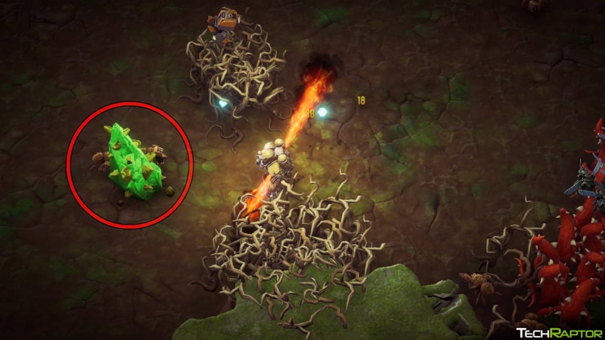 Deep Rock Galactic: Survivor Resources Guide - Circled Umanite with a Driller Running Toward It
