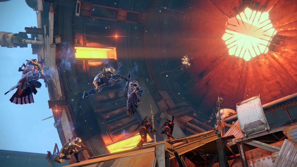 Several Guardians can be seen entering the front of the Wrath of the Machine raid.