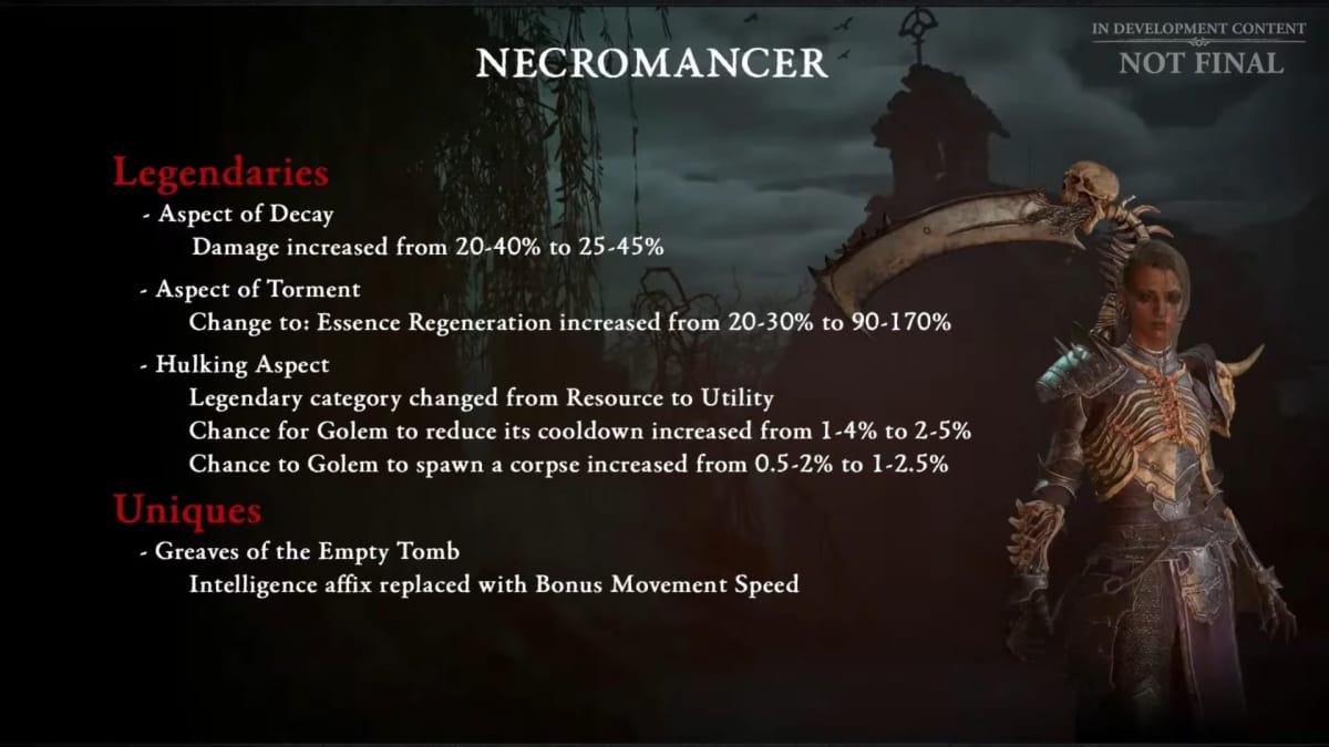 Diablo IV Patch 1.1.1 Necromancer