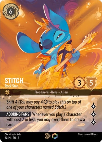 Promo artwork of a Stitch card as featured in the Disney Lorcana 2024 roadmap