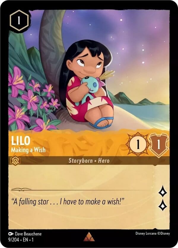 Disney Lorcana's Lilo Making a Wish card.
