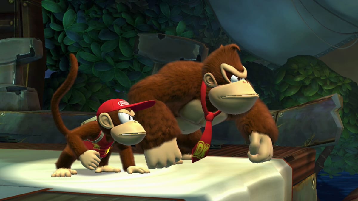 Donkey Kong and Diddy Kong looking angry in Donkey Kong Country: Tropical Freeze, which was shown off during the Nintendo E3 2013 presentation