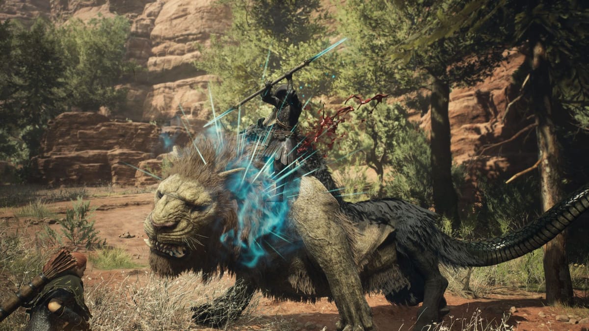 Dragon's Dogma 2 Mystic Spearhand Attacking a Chimera