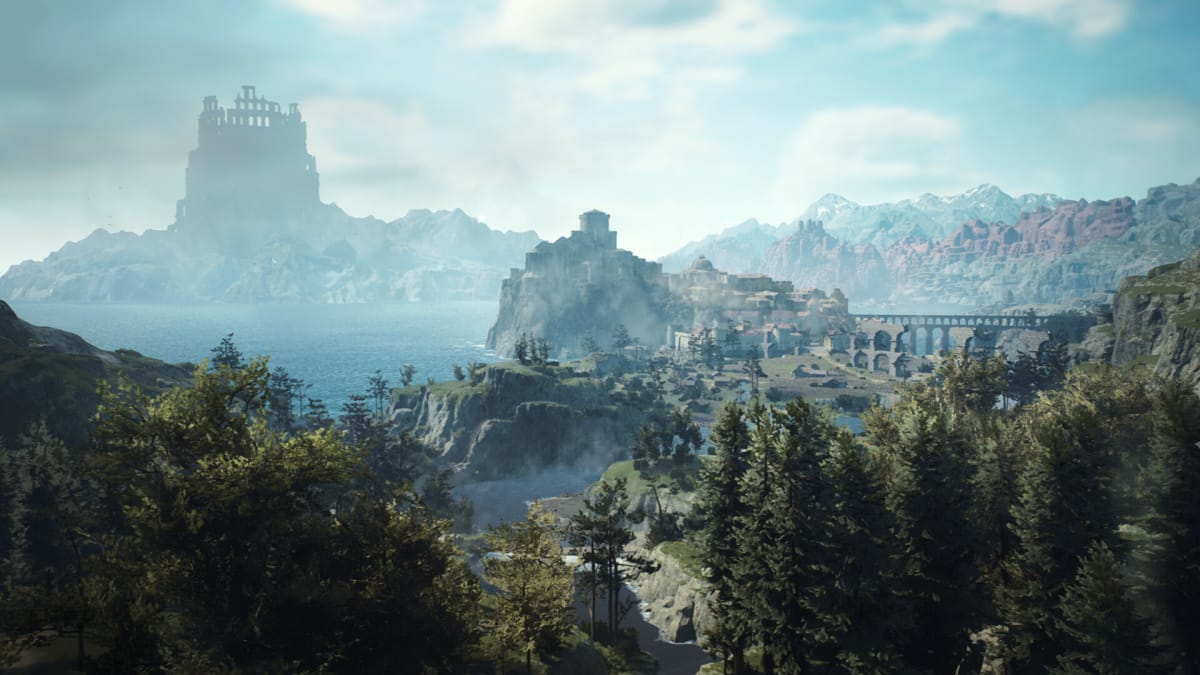 A screenshot showing a landscape of Dragon's Dogma 2