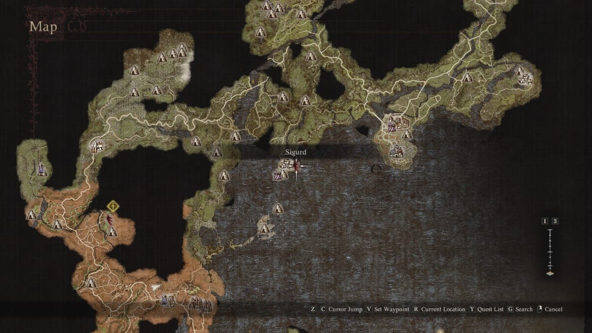 Sigurd's location on the map.