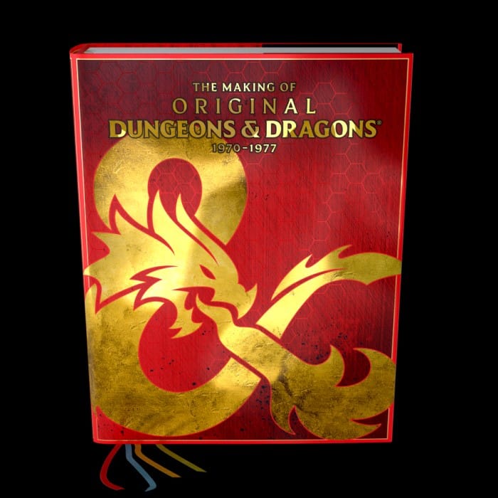 The book cover for The Making of Original Dungeons & Dragons on a black background