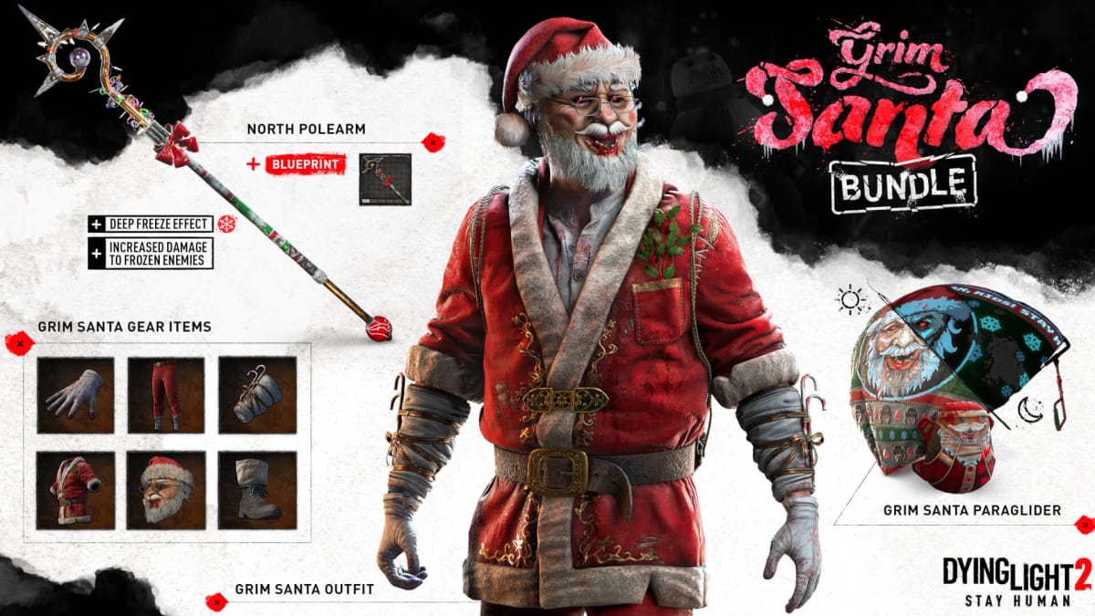 The Grim Santa Bundle, which includes a Dying Light 2 variant of the traditional Santa outfit