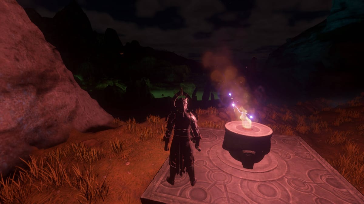Enshrouded Flame Upgrade Guide - Standing Next to a Flame Altar in the Dark