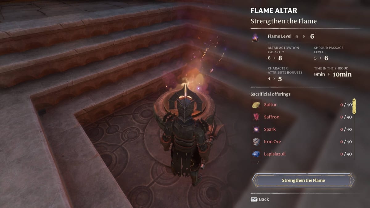 Enshrouded Flame Upgrade Guide - Strengthening the Flame from Level 5 to Leve 6