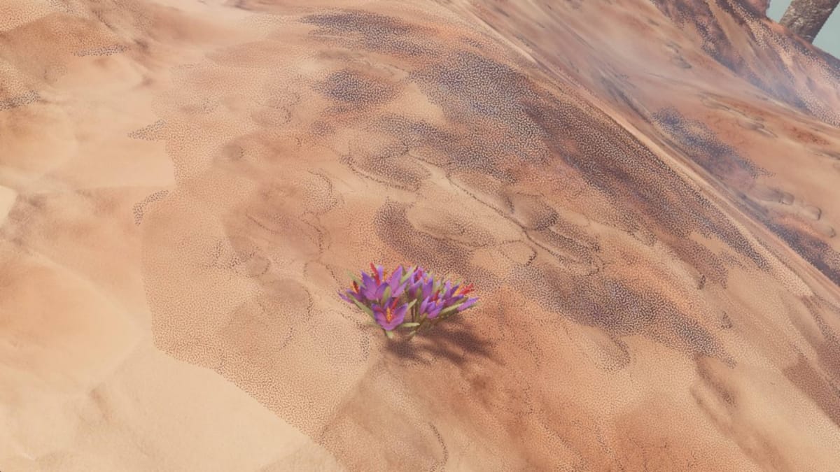 A Saffron plant on the ground in Enshrouded's Kindlewastes biome