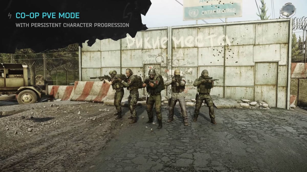 A group of players gathered in the new Escape from Tarkov co-op PvE mode