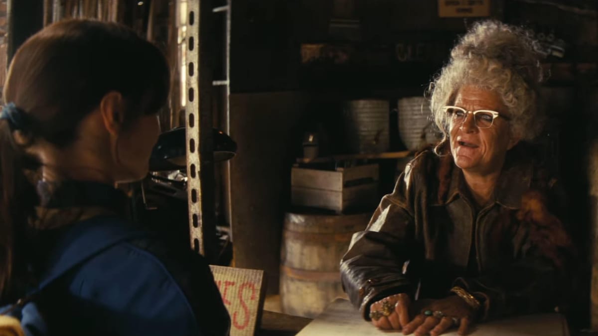 An old woman talking to protagonist Lucy in the new trailer for the Fallout TV series