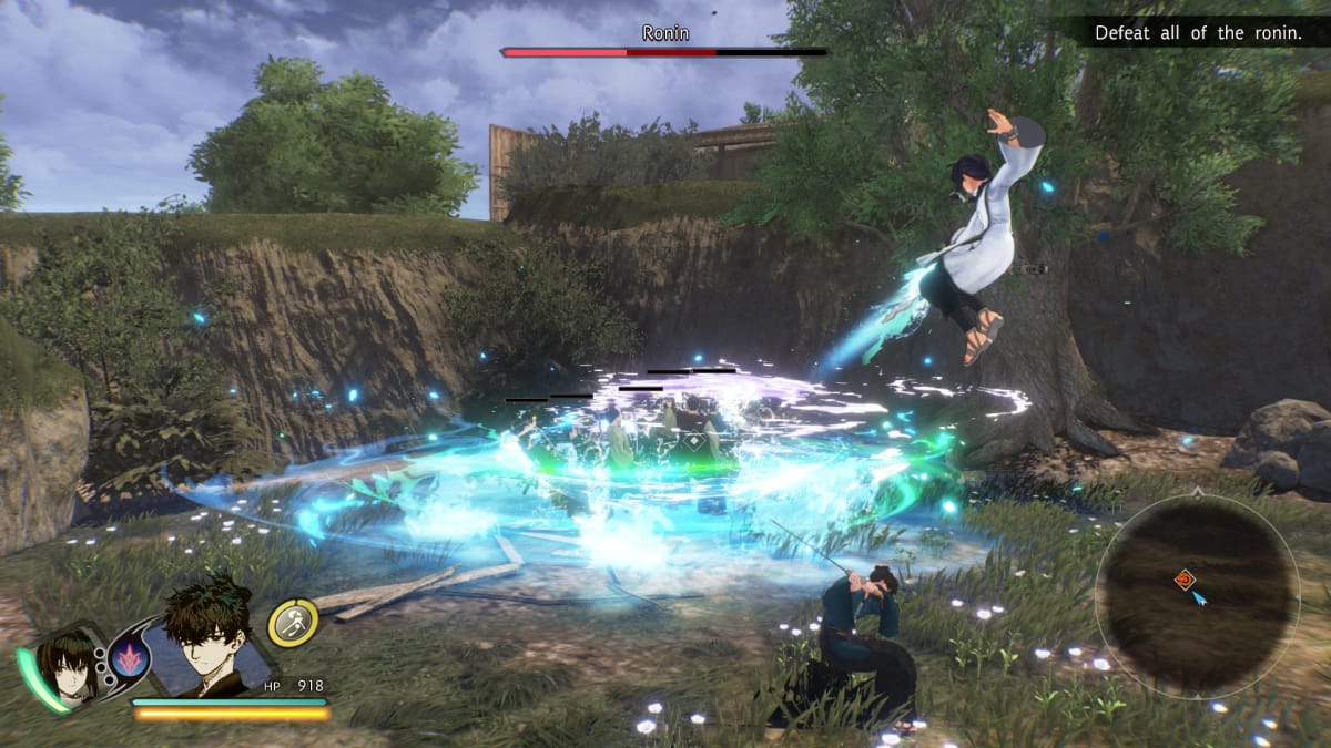 Fate Samurai Remnant attack featuring Iori and Saber.
