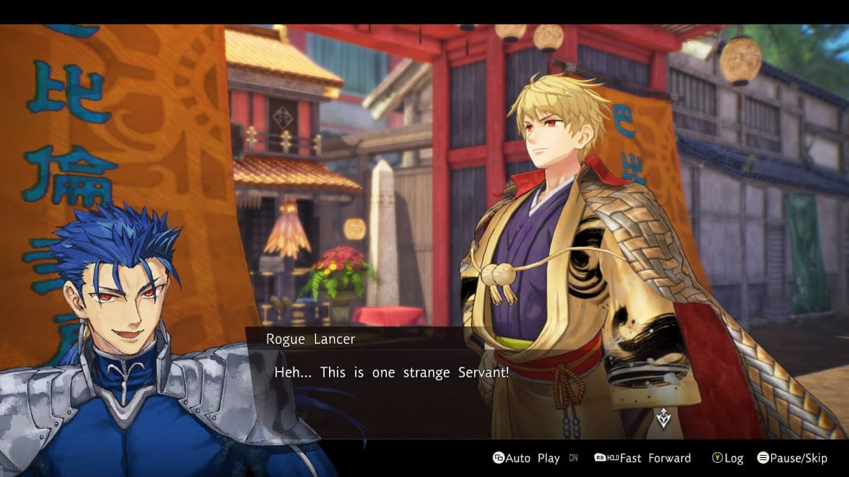 A Fate/Samurai Remnant screenshot featuring Lancer and Ruler.