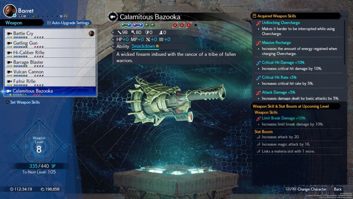 Image of the Calamitous Bazooka Weapon in Final Fantasy VII Rebirth