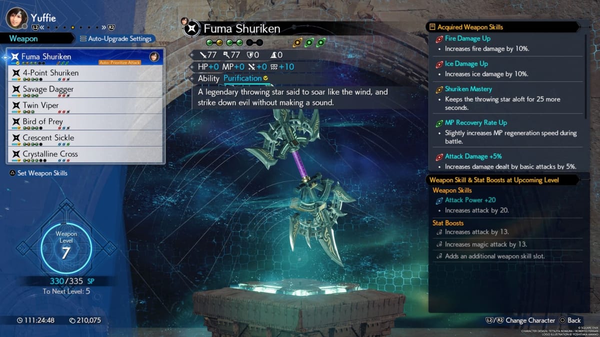 Image of the Fuma Shuriken Weapon in Final Fantasy VII Rebirth