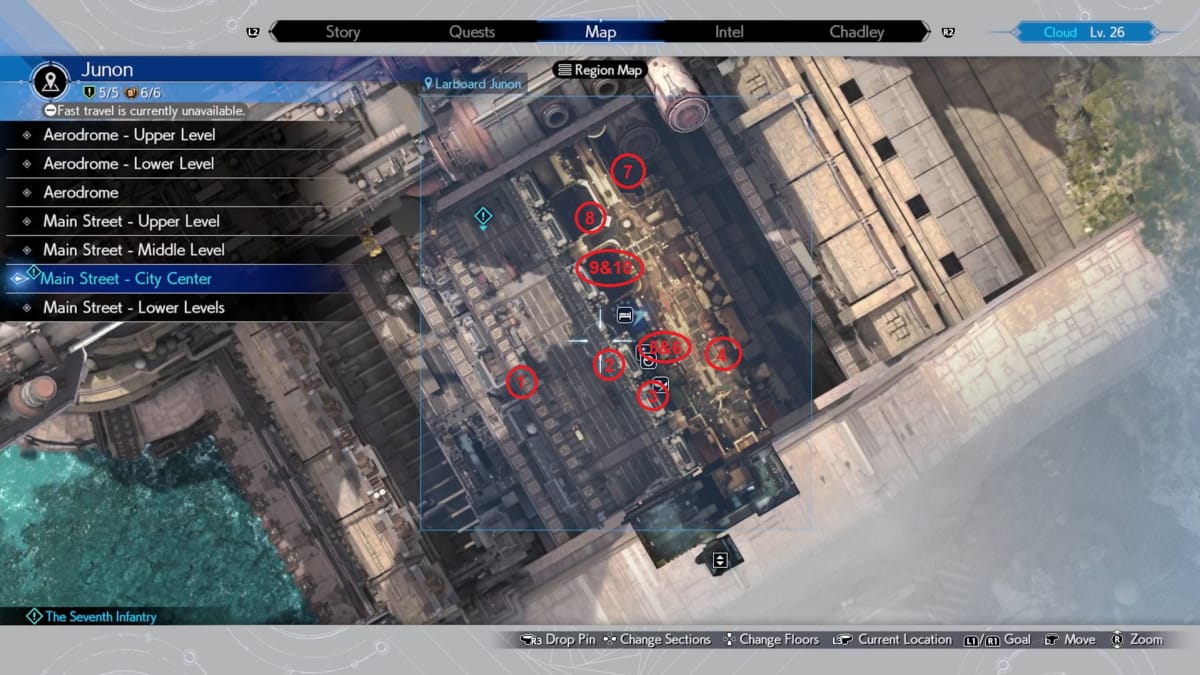Final Fantasy VII Rebirth Junon Map With Seventh Infantry Locations