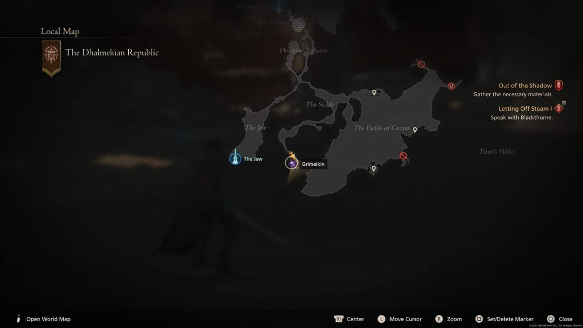 Location of the Grimalkin hunt in Final Fantasy XVI.