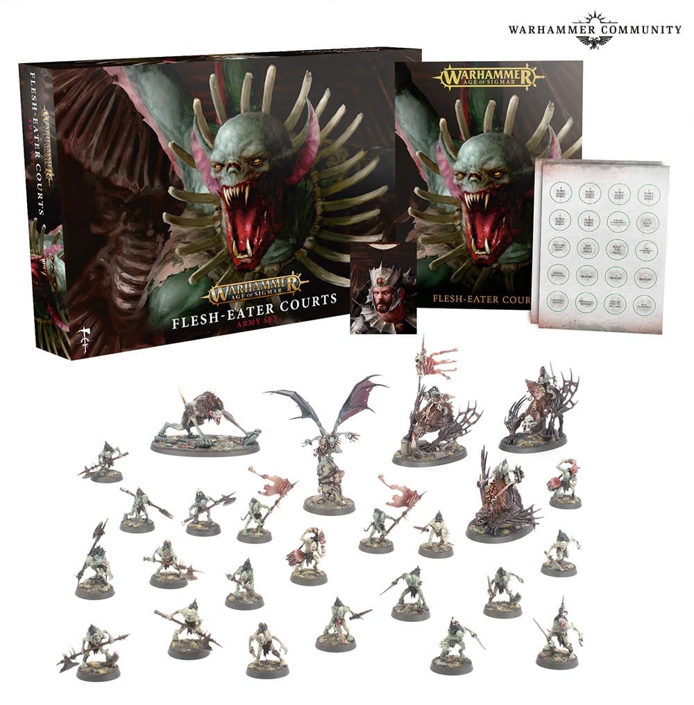 An image from our Flesh-eater Courts Army Set Review featuring the full contents of the set.