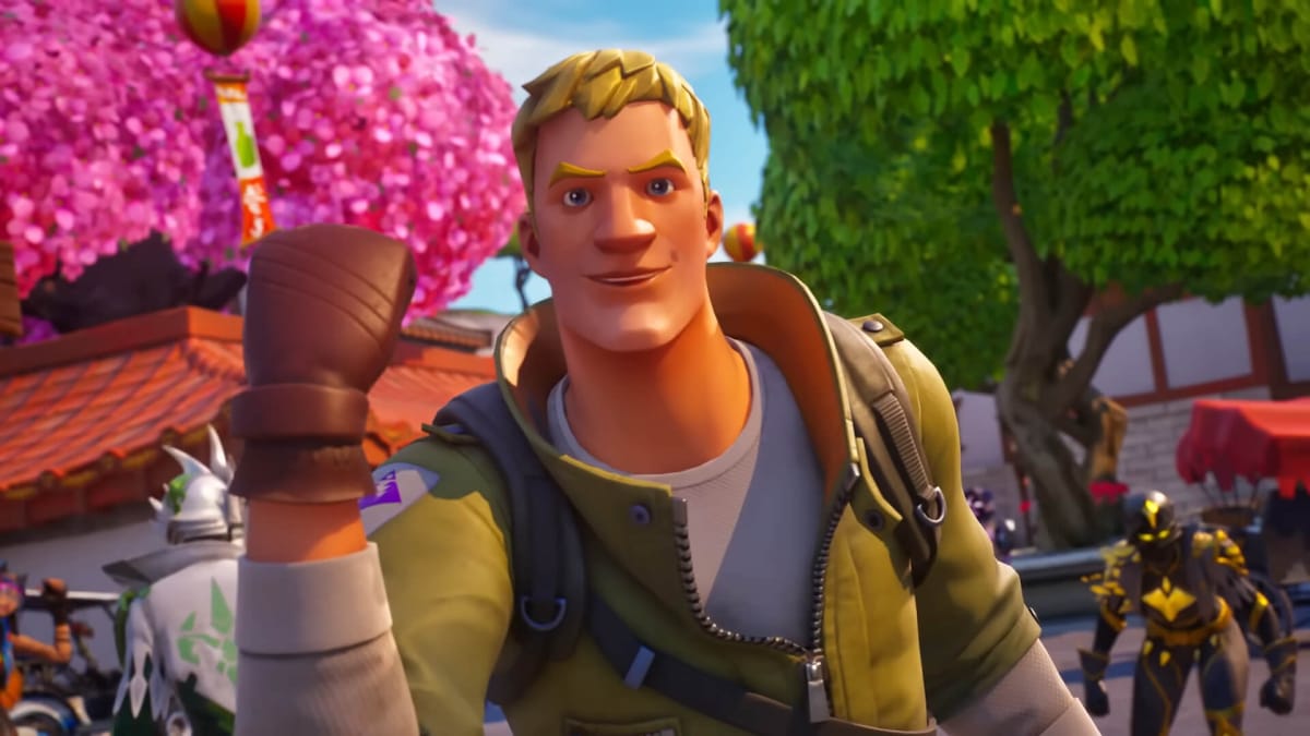 Fortnite character pumping his fist.