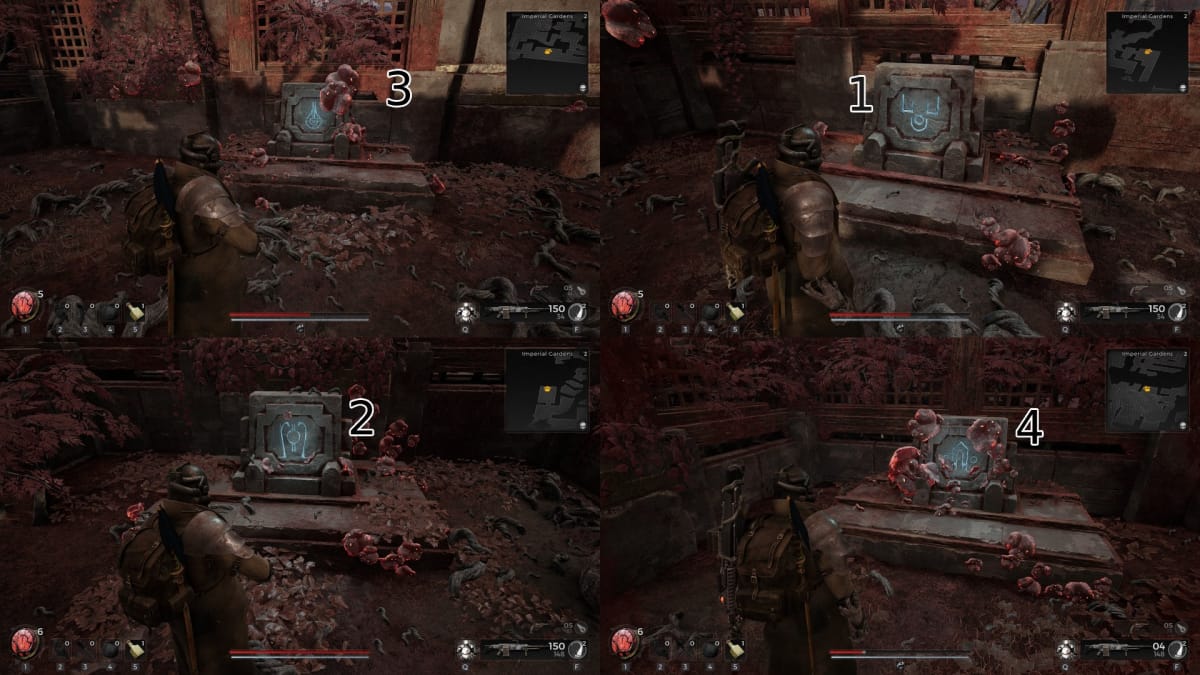 Four Remnant 2 Screenshots showing the solution to a puzzle