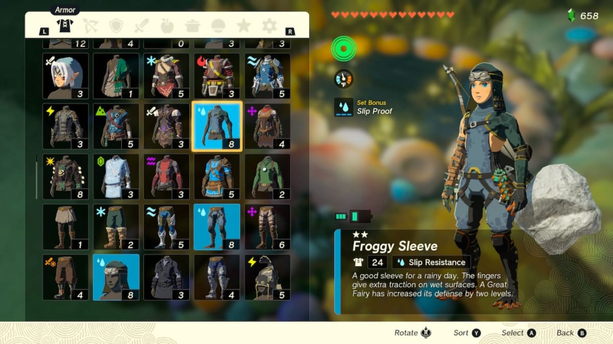 The full Froggy Armor set in Tears of the Kingdom