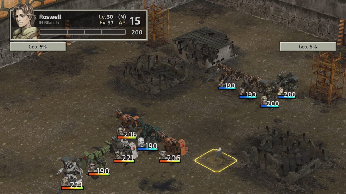 Two armies engaged in combat in Front Mission 2: Remake