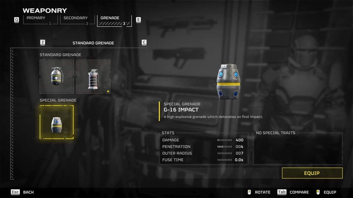 Image of the G16 Impact Grenade in Helldivers 2