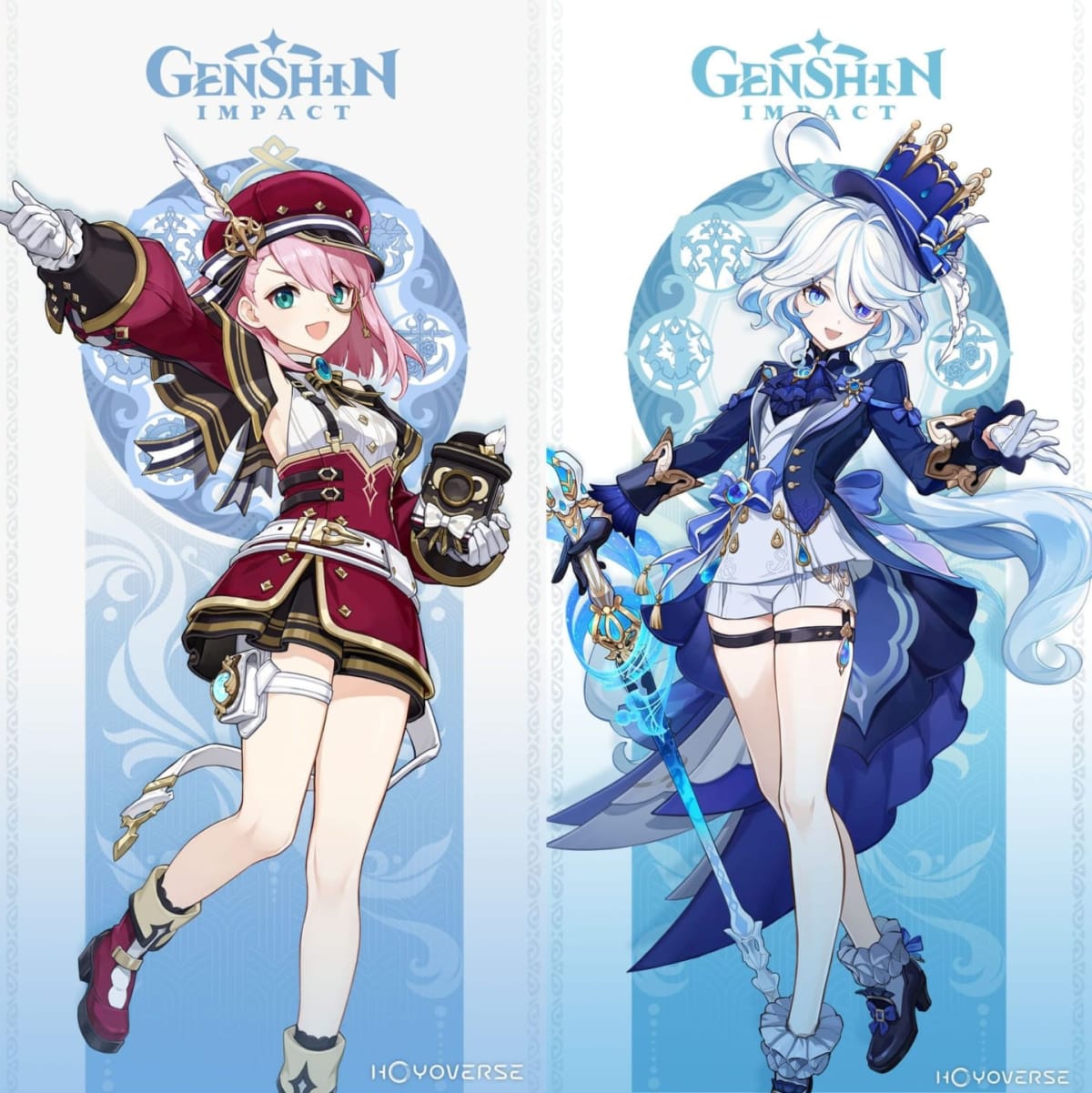 Genshin Impact Art Portraying New playable characters Charlotte and Furina 