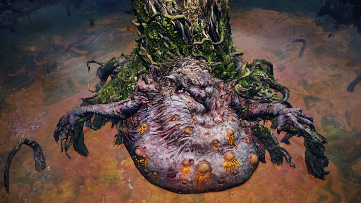 Gord screenshot showing a giant fleshy horror covered in strange boils and gross pustules 