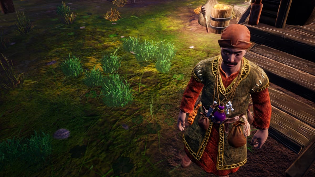 Gord screenshot showing a man clad in fancy clothing on the right of the image, with the rest mostly devoted to grass