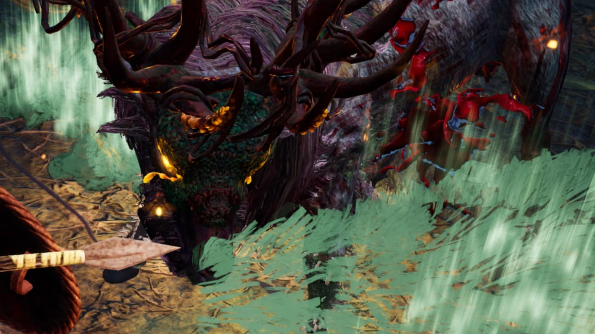 Gord screenshot showing an extreme close up of a pagan deer god
