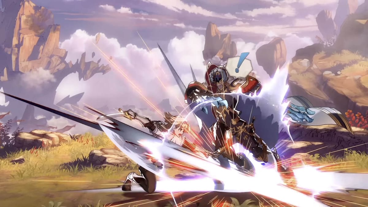 Two characters duking it out in Granblue Fantasy Versus: Rising