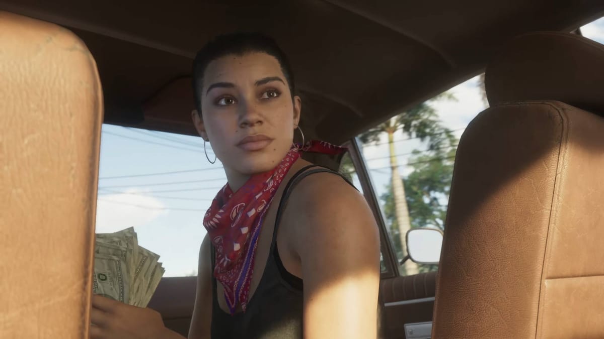 A screenshot of Grand Theft Auto 6, showcasing its heroine, Lucia.
