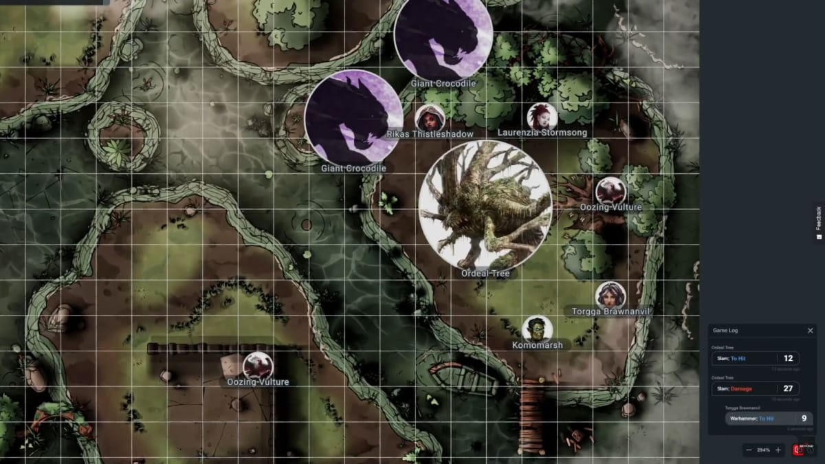 A screenshot of map support for Lairs of Etharis in D&D Beyond