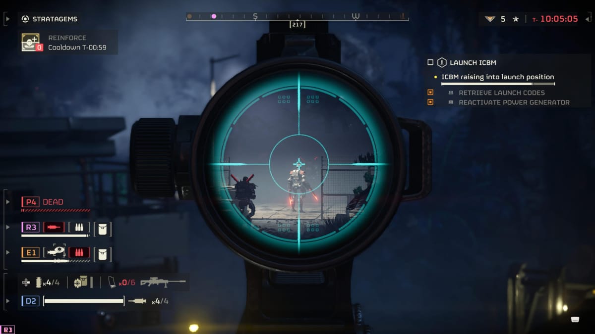 Aiming down scope in Helldivers 2 
