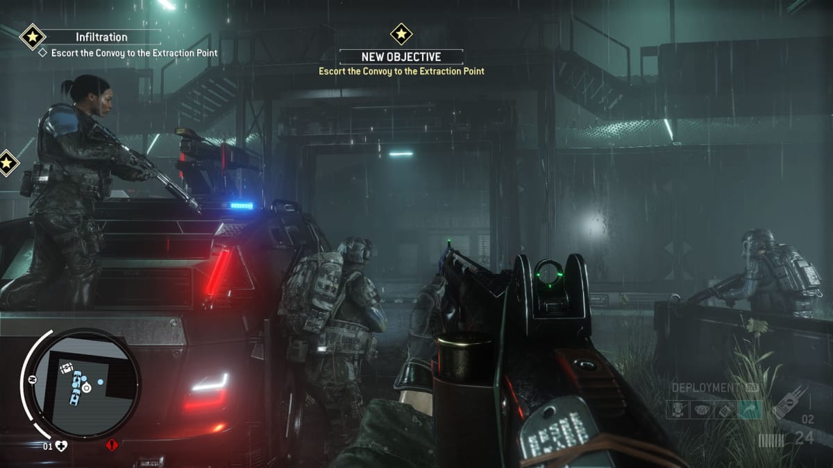 The player standing around with their fellow soldiers in Homefront: The Revolution, which contained a port of Free Radical Design's TimeSplitters 2