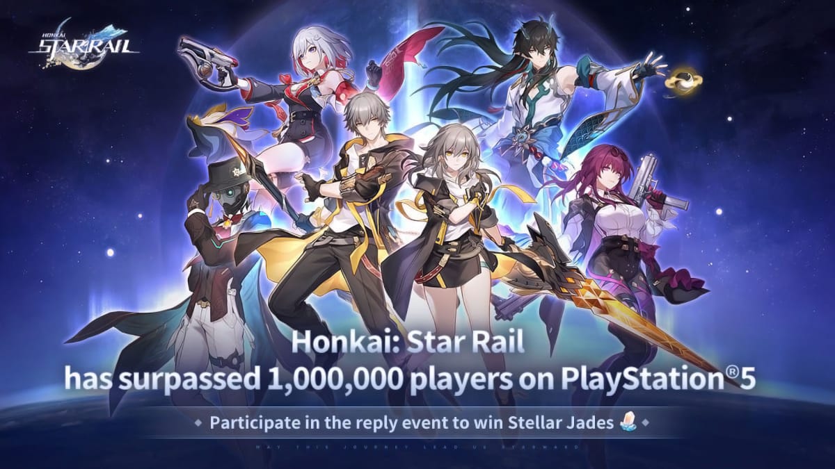 Honkai Star Rail 1 million players on PS5 celebration art